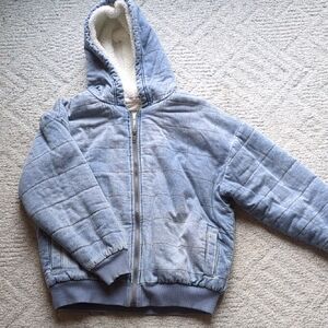 aerie Light Blue Quilted Jean-Style Hooded Jacket